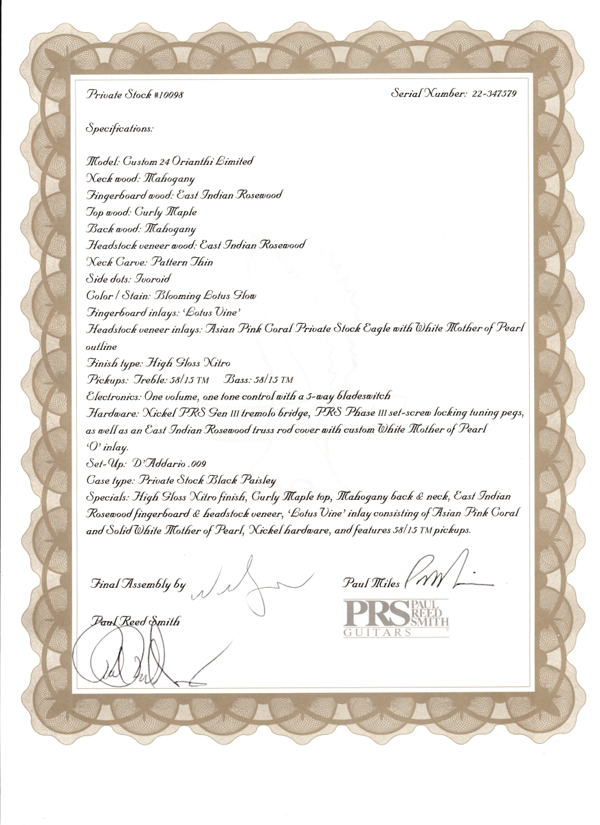 PRS Private Stock Orianthi Limited Edition