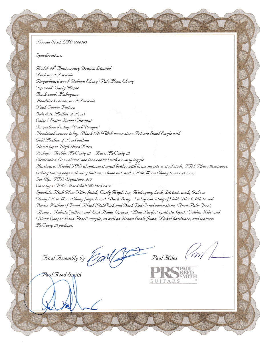 PRS Private Stock 40th Anniversary Dragon