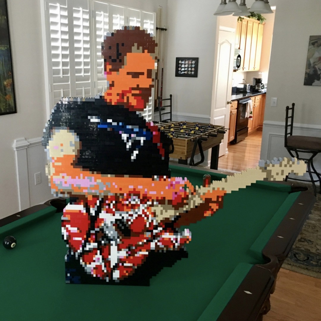 Self-Portrait: Guitarist Playing EVH Red Striped Series Wearing Van Halen T-shirt