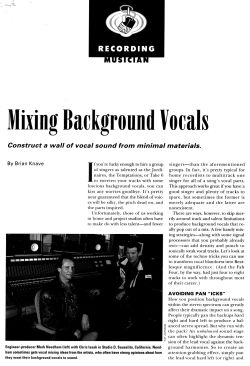 Recording Musician: Mixing Background Vocals