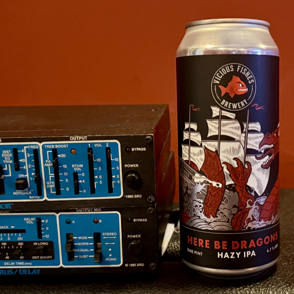 Vicious Fishes Brewery Here Be Dragons Hazy IPA (16 oz)