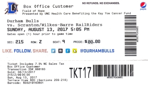 Durham Bulls vs. Scranton/Wilkes-Barre RailRiders