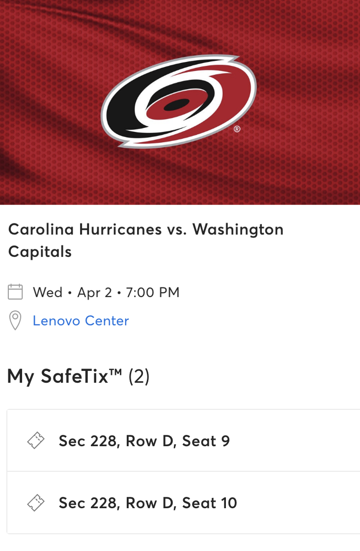 Carolina Hurricanes vs. Washington Capitals